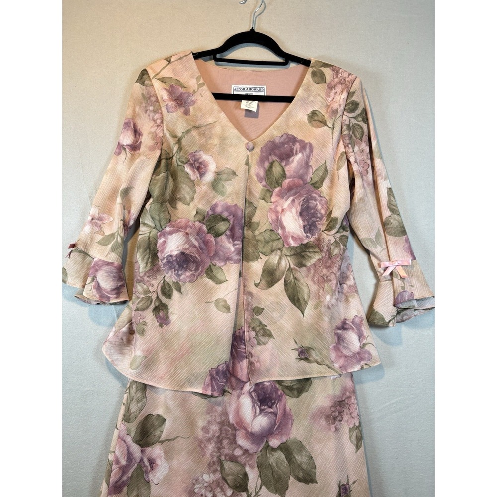 Jessica Howard Women's Dress Floral Faux 2pc Petite Multicolor Size 12p